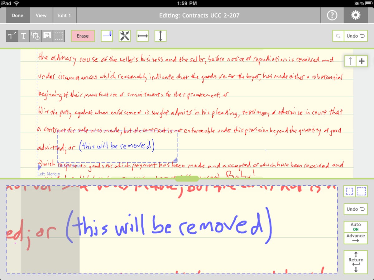 Note Taker HD Edit 2 text entry mode