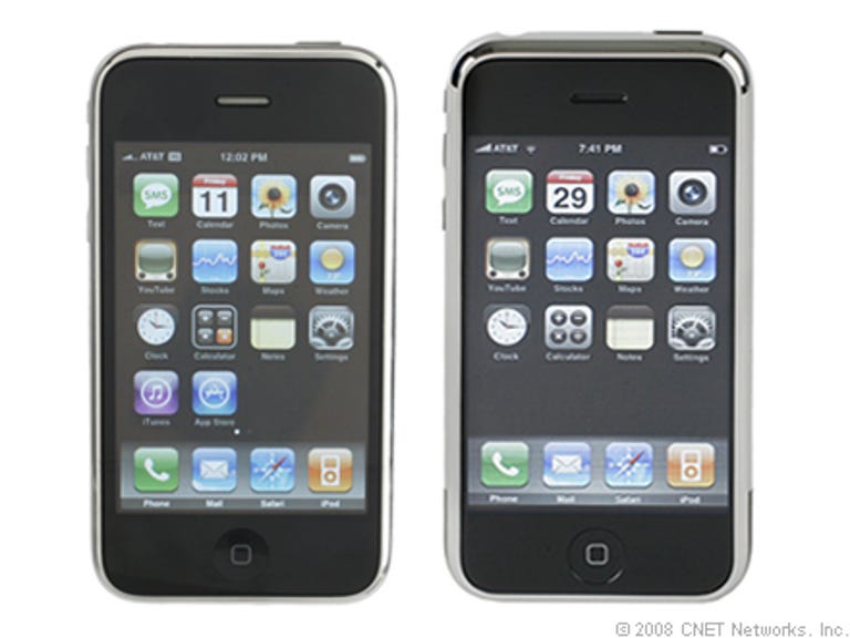 The iPhone 3G and the original iPhone shown side-by-side.