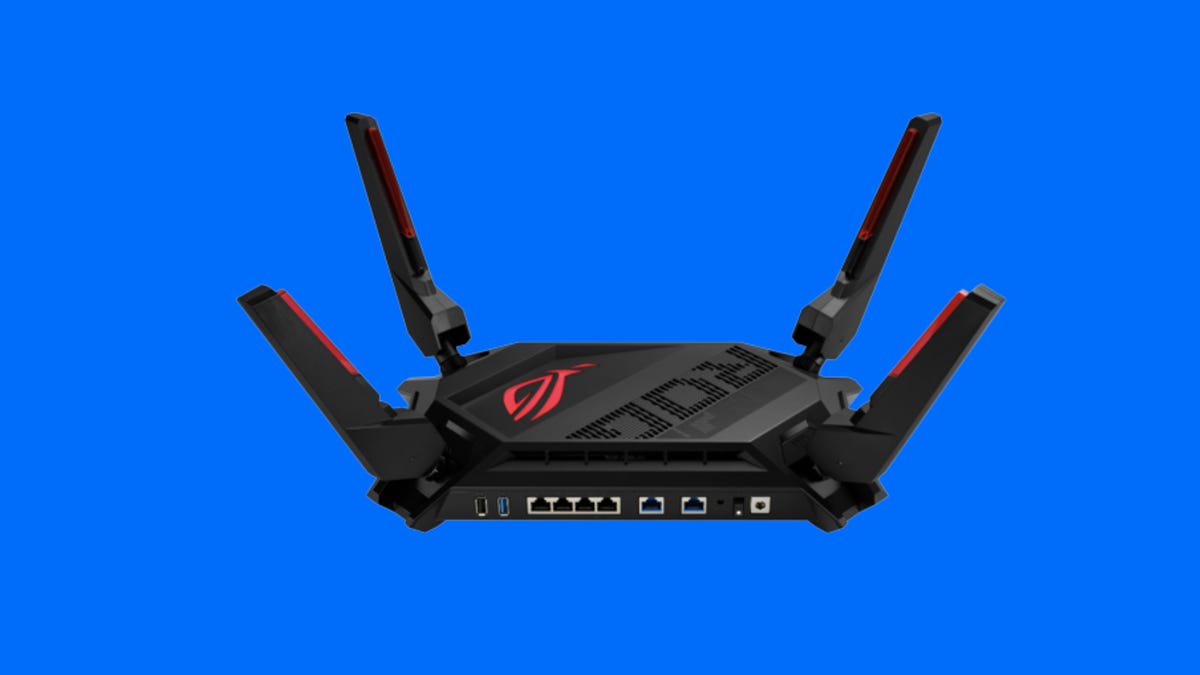 Close-up of an Asus router