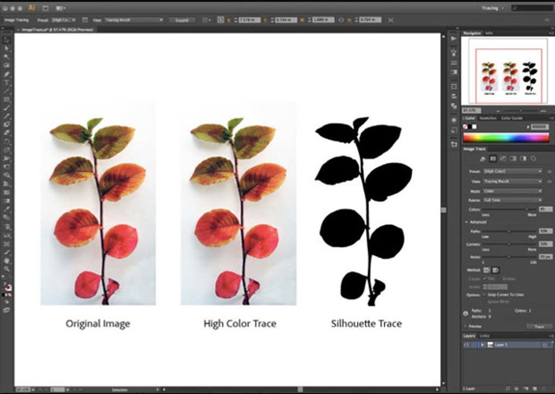Illustrator CS6 gets an overhauled tracing tool to convert bitmap graphics to vector graphics.