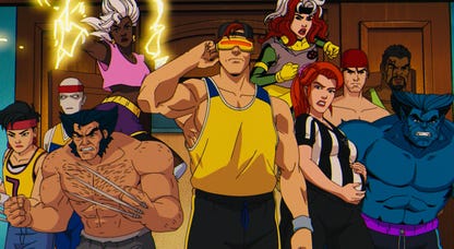 animated x-men characters in formation