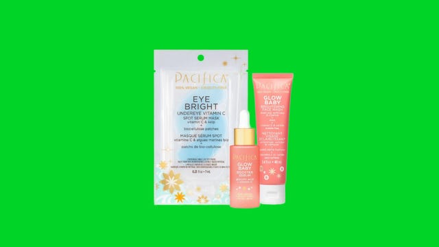 Skin care kit on a green background
