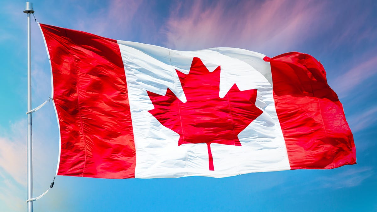 Canadian flag blowing in the wind