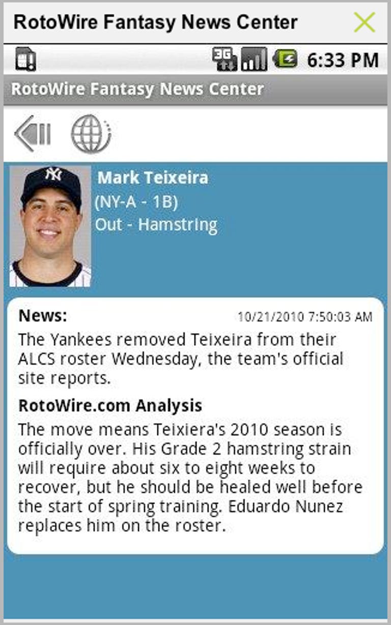Fantasy sports news for free on your Android phone, courtesy of RotoWire Fantasy news.