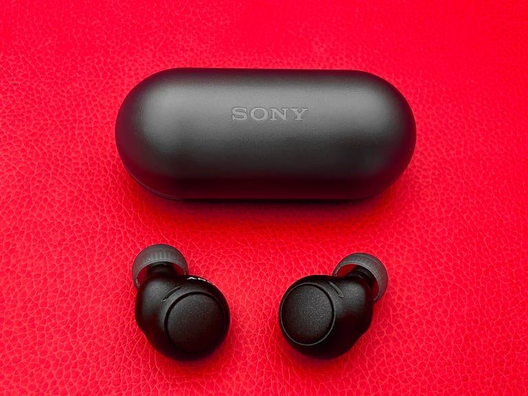 Sony's C500 earbuds and case, in black