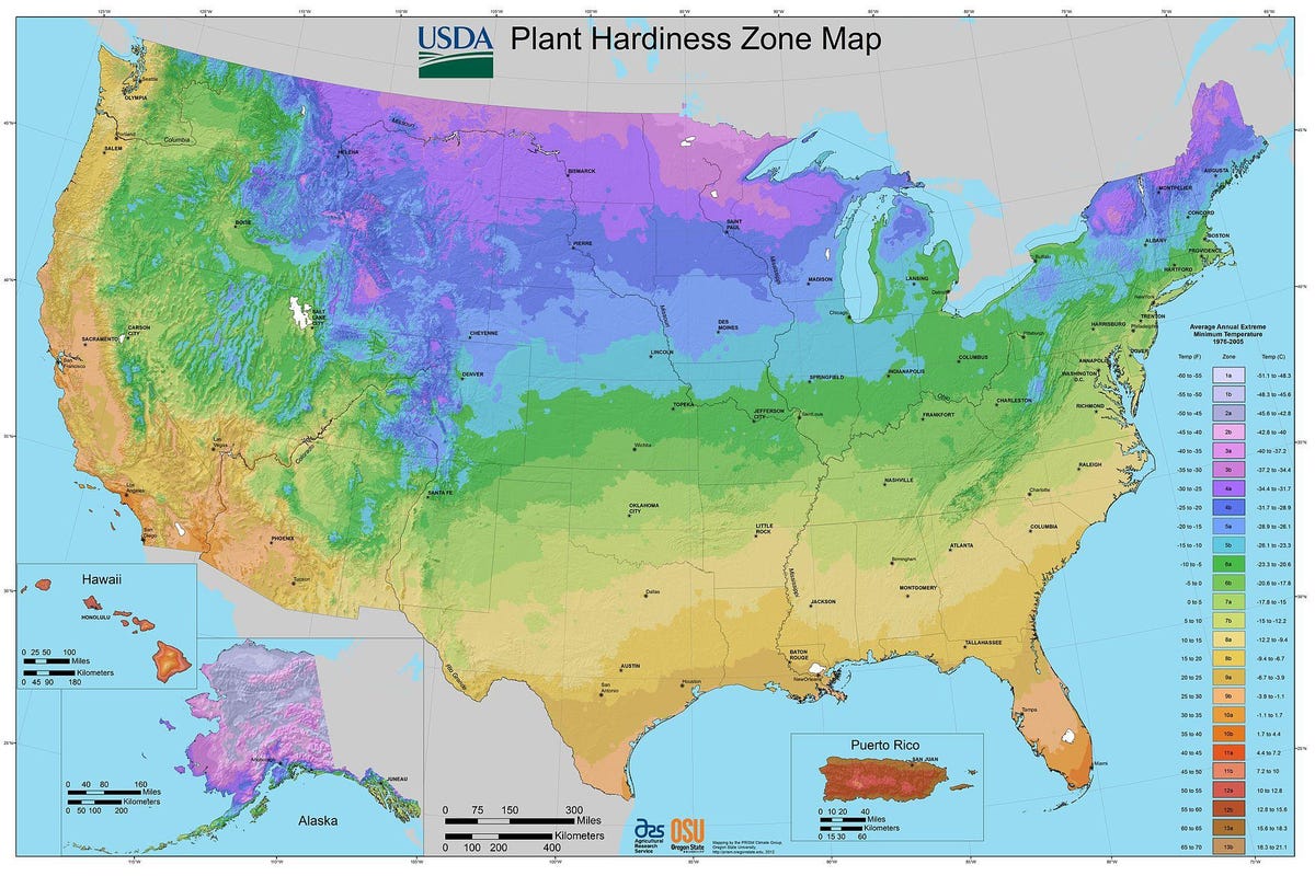 2012 USDA plant hardiness zone map
