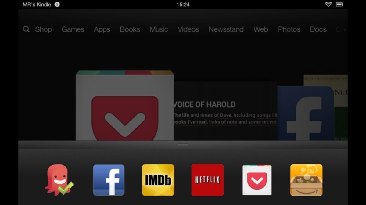 Kindle Fire HD carousel and favourites