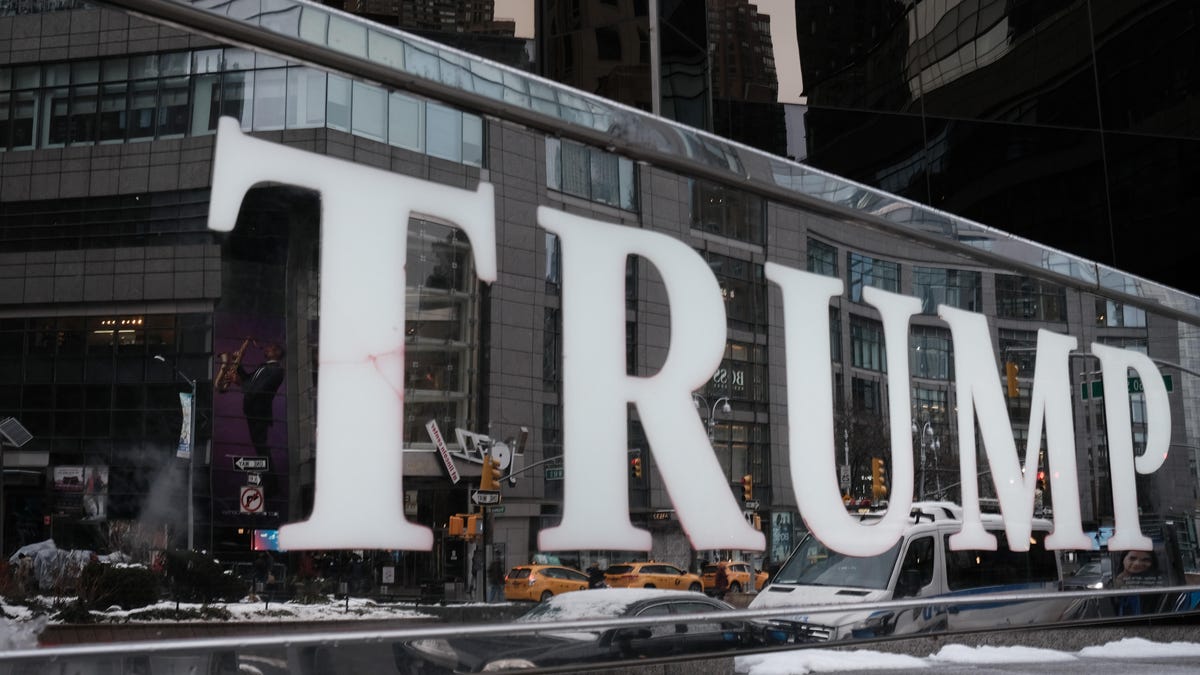 A sign for the Trump International Hotel in New York City