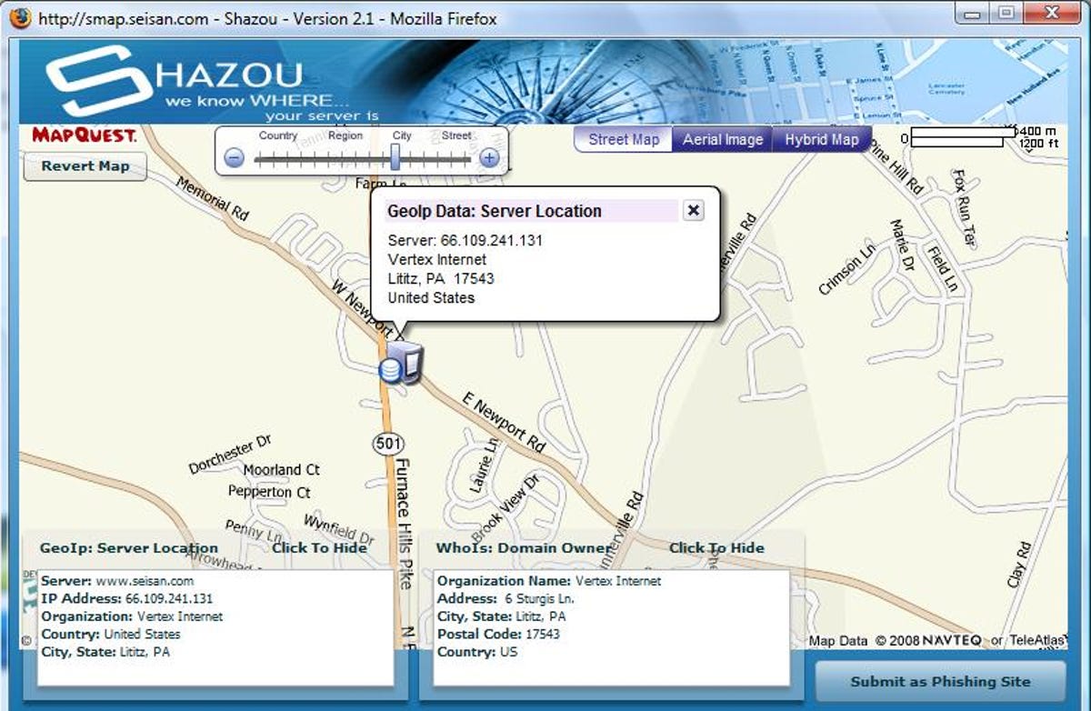 Shazou mapping add-on for Firefox