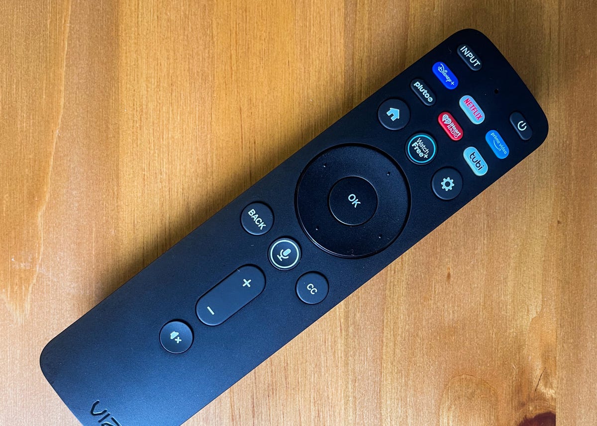 The Vizio MQX Series 2022 TV remote control has a simple button layout.