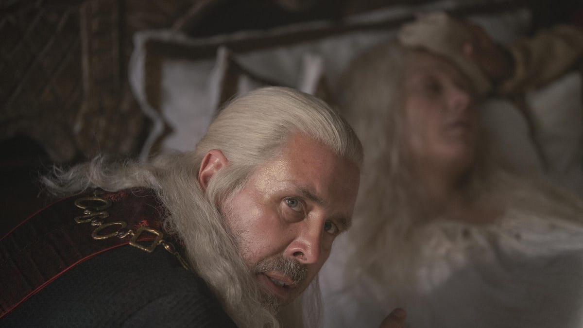 Paddy Considine as King Viserys Targaryen at his wife's death bed