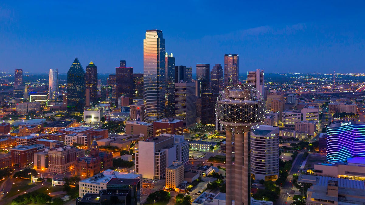 Dallas Texas skyline in the evening