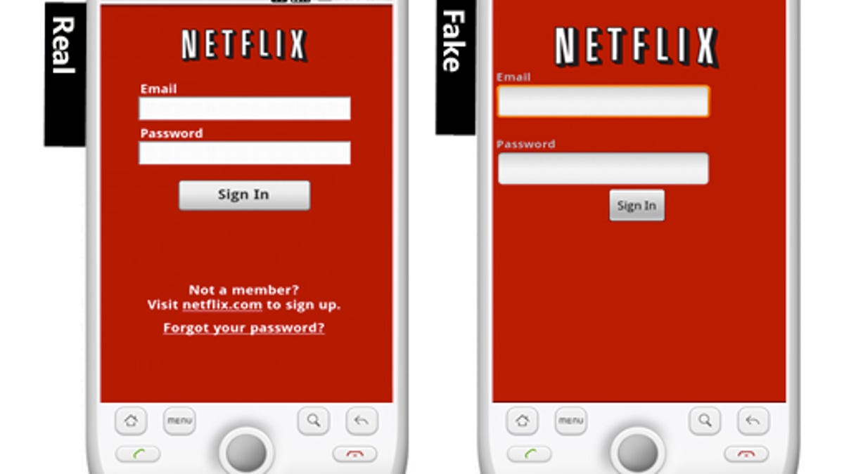The fake Netflix Android app is easily confused for the real one.