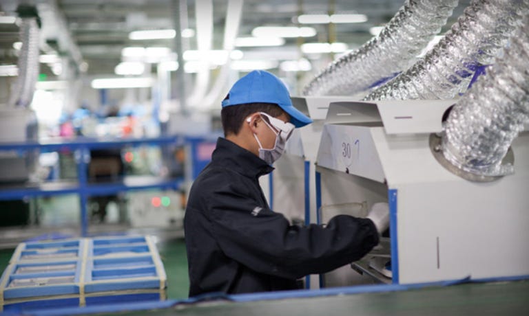 A worker at a facility in Chengdu, China.