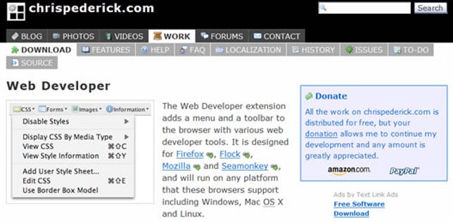 Chris Pederick's Web Developer browser extension.