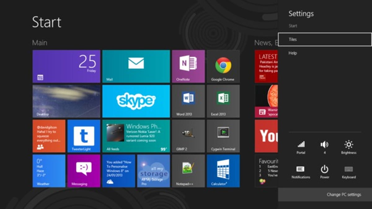 Windows 8 personalisation Settings