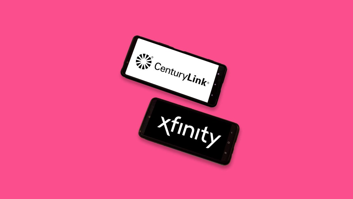 CenturyLink and Xfinity logos on phones