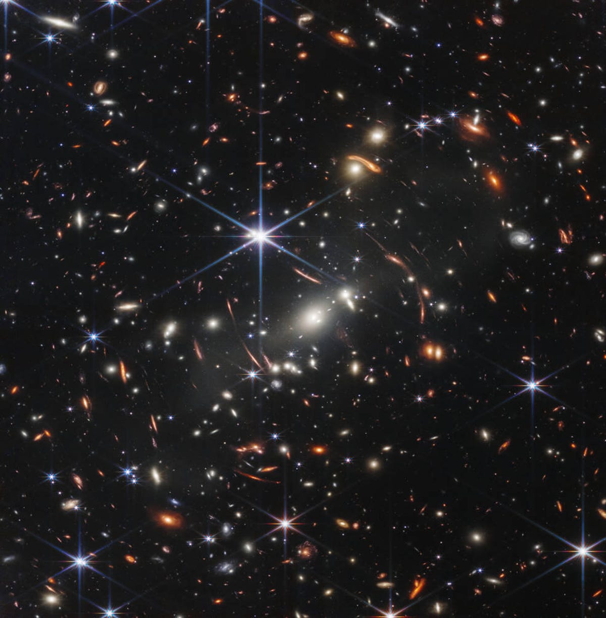 a view of hundreds (perhaps thousands) of galaxies in deep space