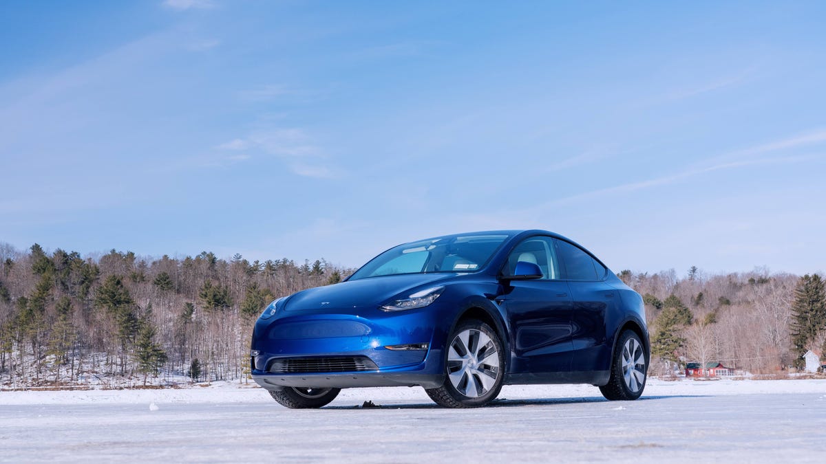 Tesla Model Y on ice