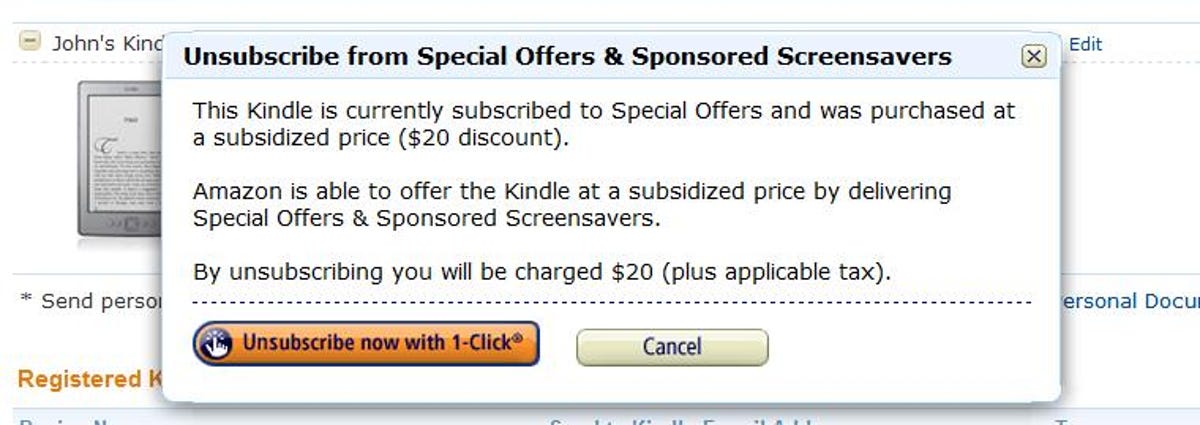 Kindle Special Offers opt-out