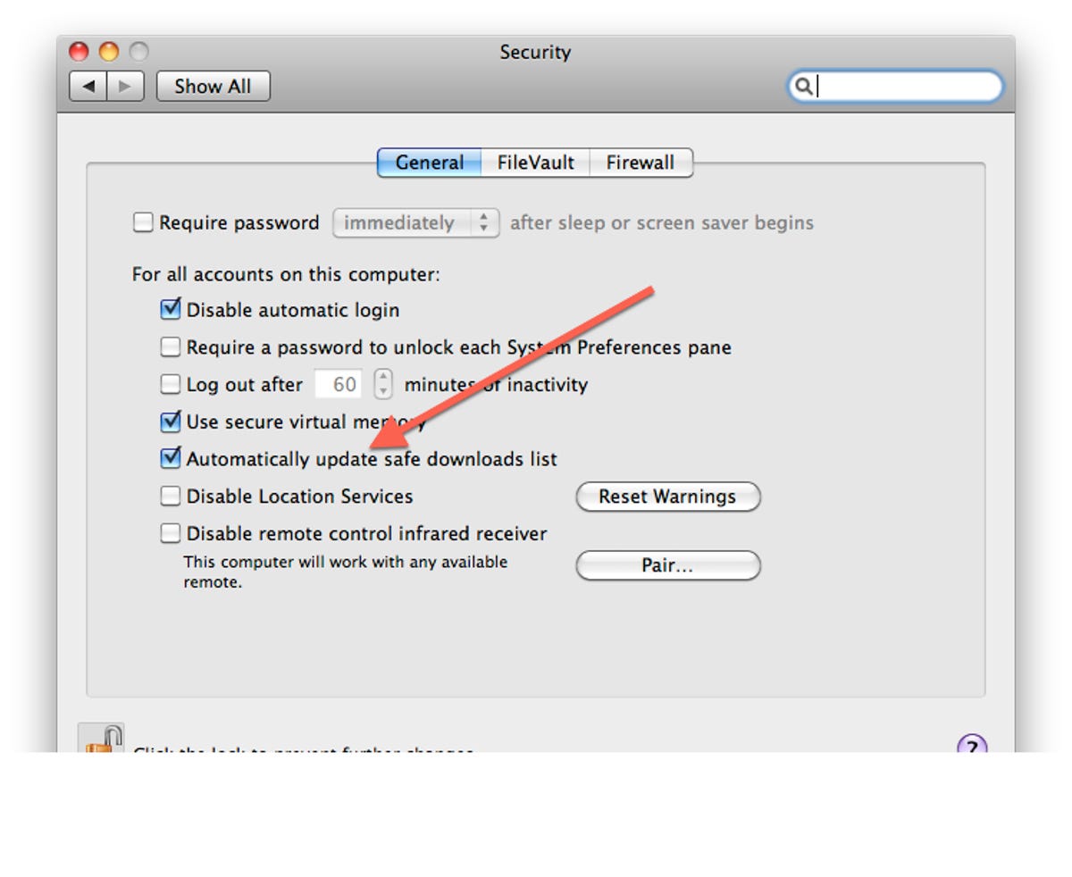 Security System Preferences