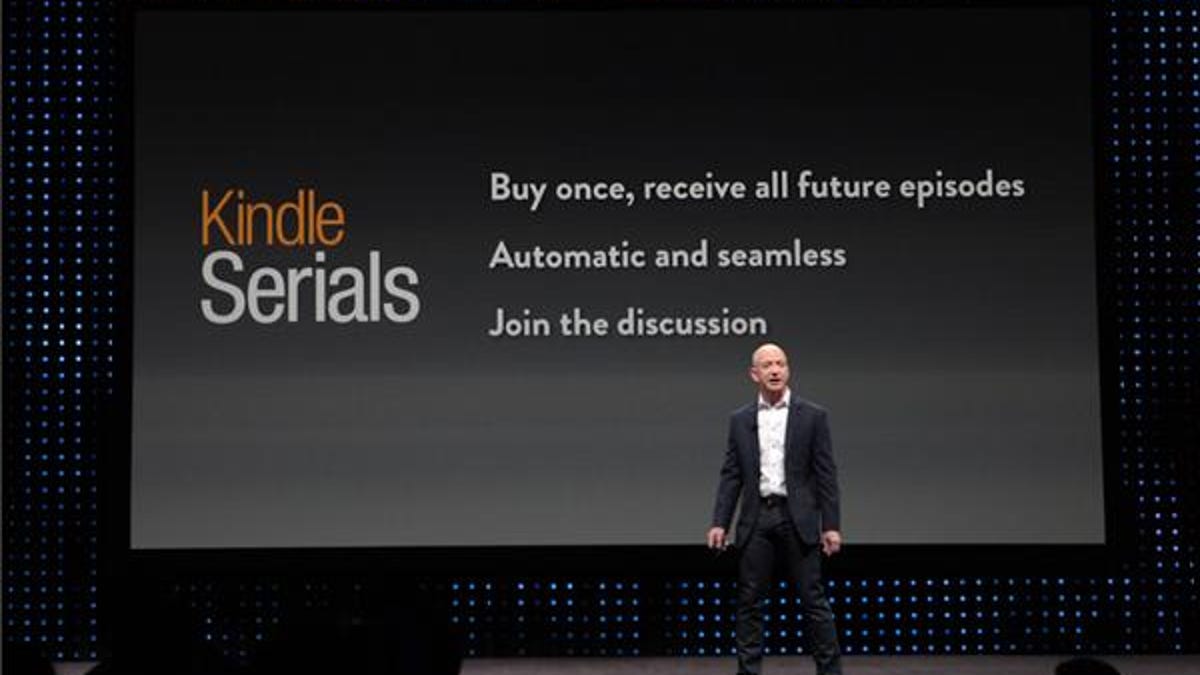 Amazon CEO Jeff Bezos announces Kindle Serials at the company's event today.