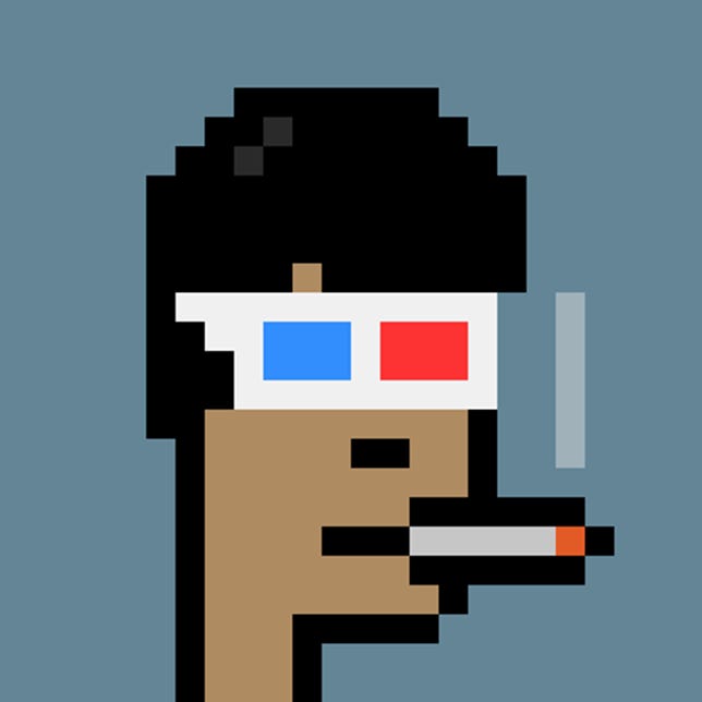 NFT of a person smoking and wearing glasses