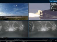 <p>Two Falcon 9 boosters land following the first Falcon Heavy launch.</p>