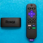 Roku Express 4K Plus on a blue background