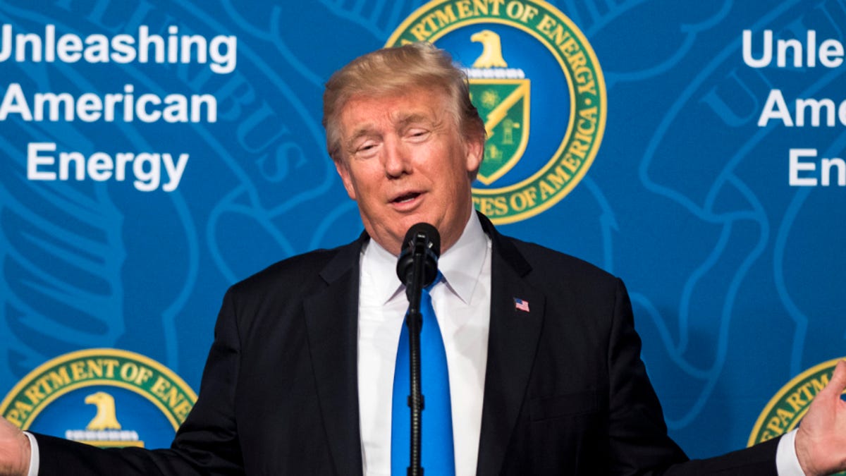 President Donald Trump delivers remarks at the Energy Department in Washington, D.C.