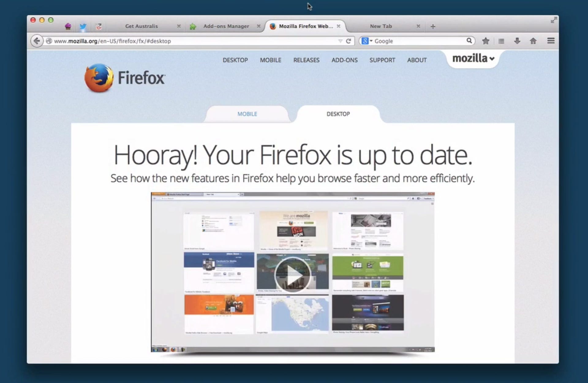 Firefox's former Australis interface featured a curvy tab, too
