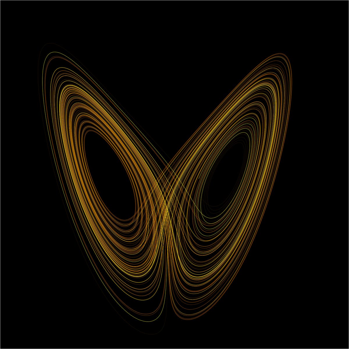 A swirling golden graph on top of a black background.