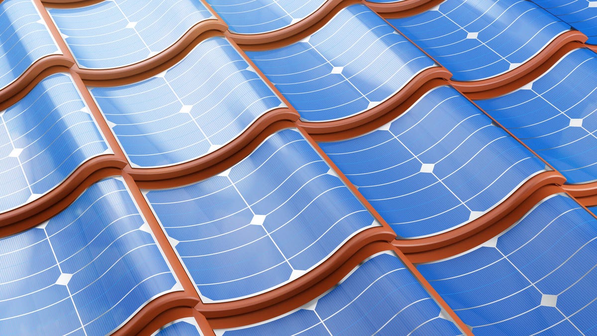 Solar cells shaped to the curve of roof tiles.