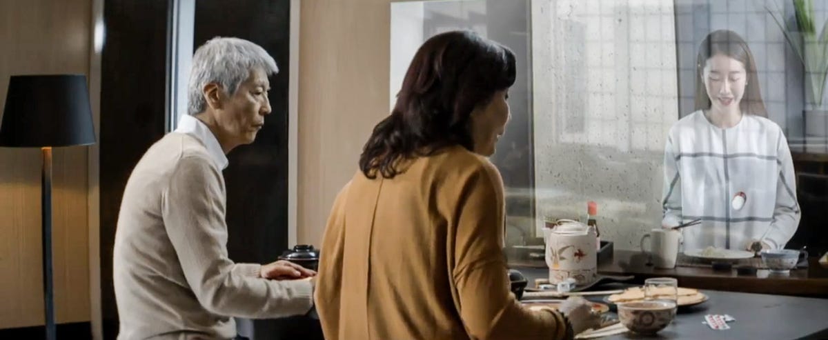 Samsung's vision of a smart home includes having dinner with a distant friend or relative who makes a video appearance.