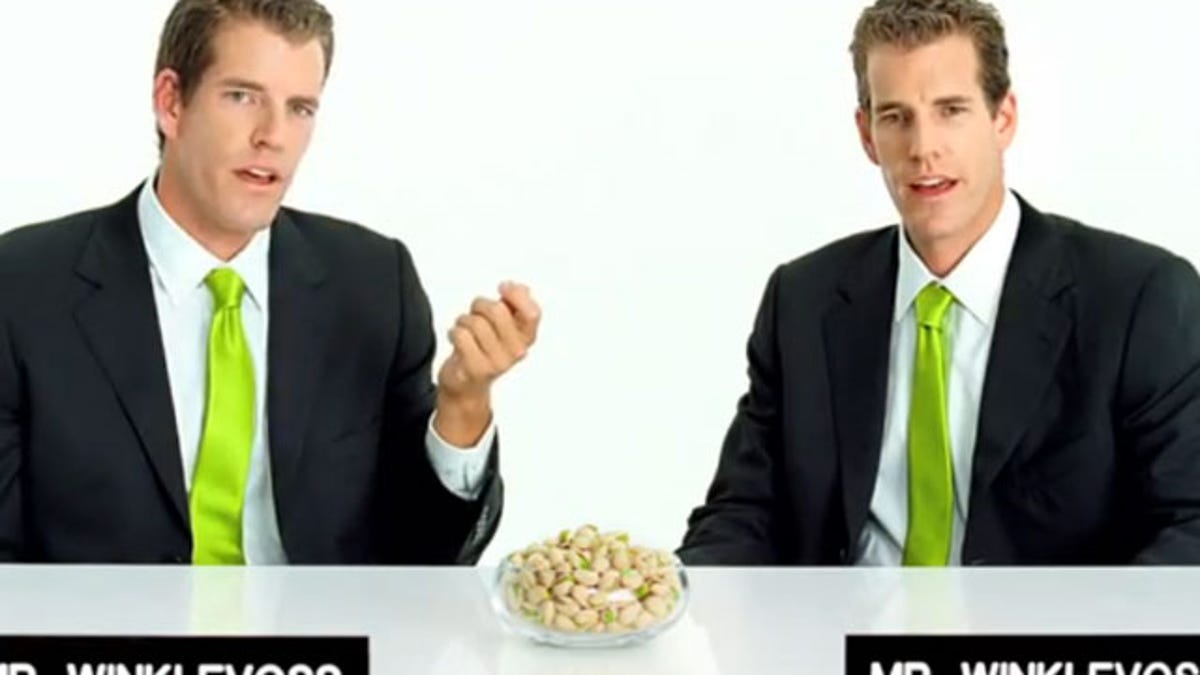 Winklevoss twins do a pistachio commercial.