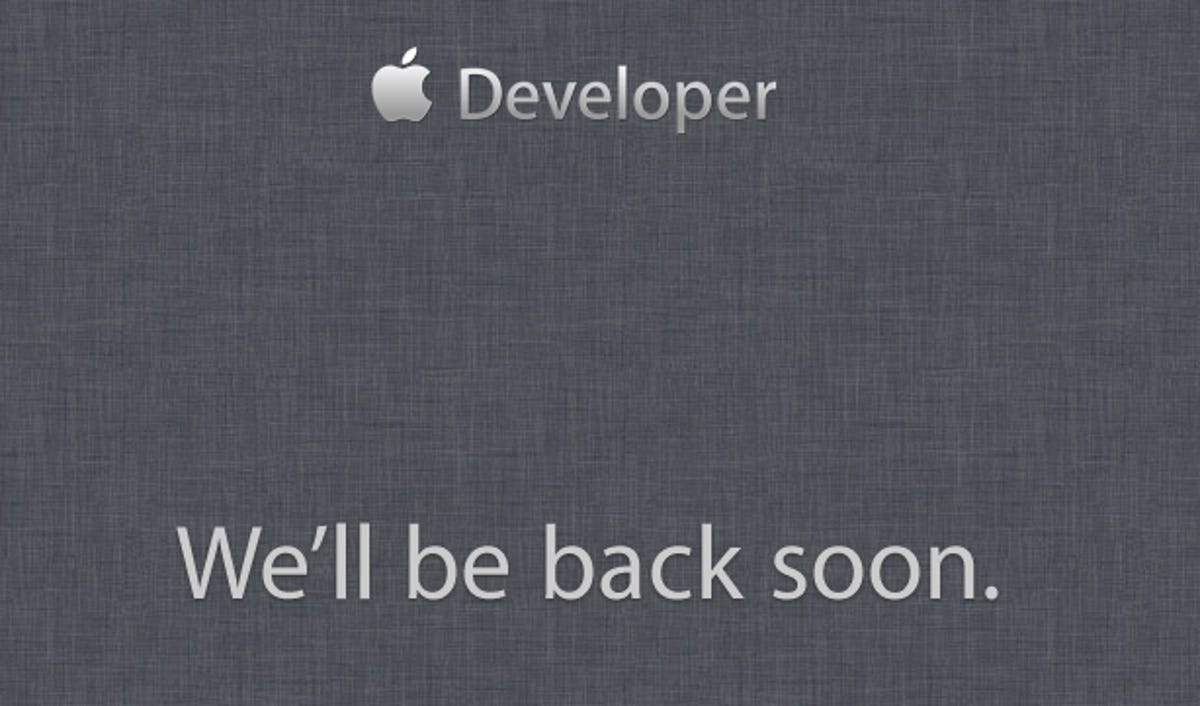 What developers see trying to get onto Apple's developers site, currently.
