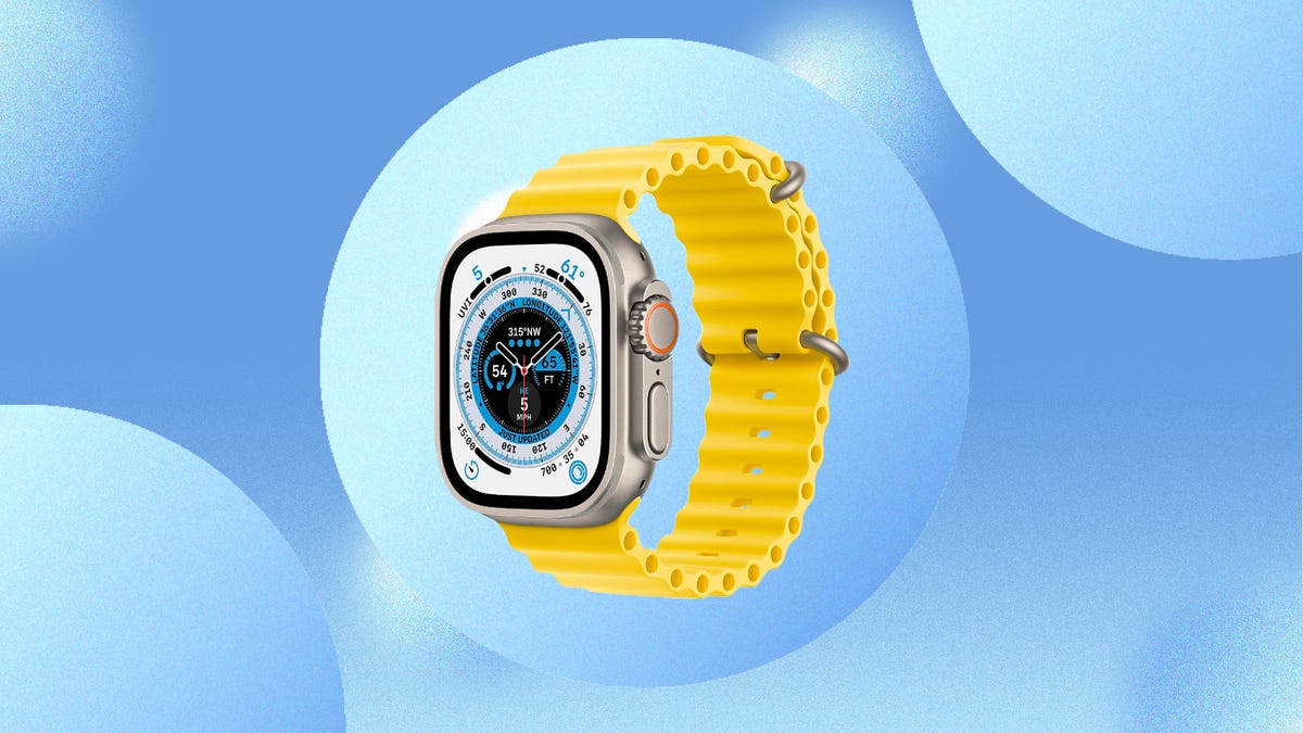 Apple Watch Ultra with Yellow Ocean Band