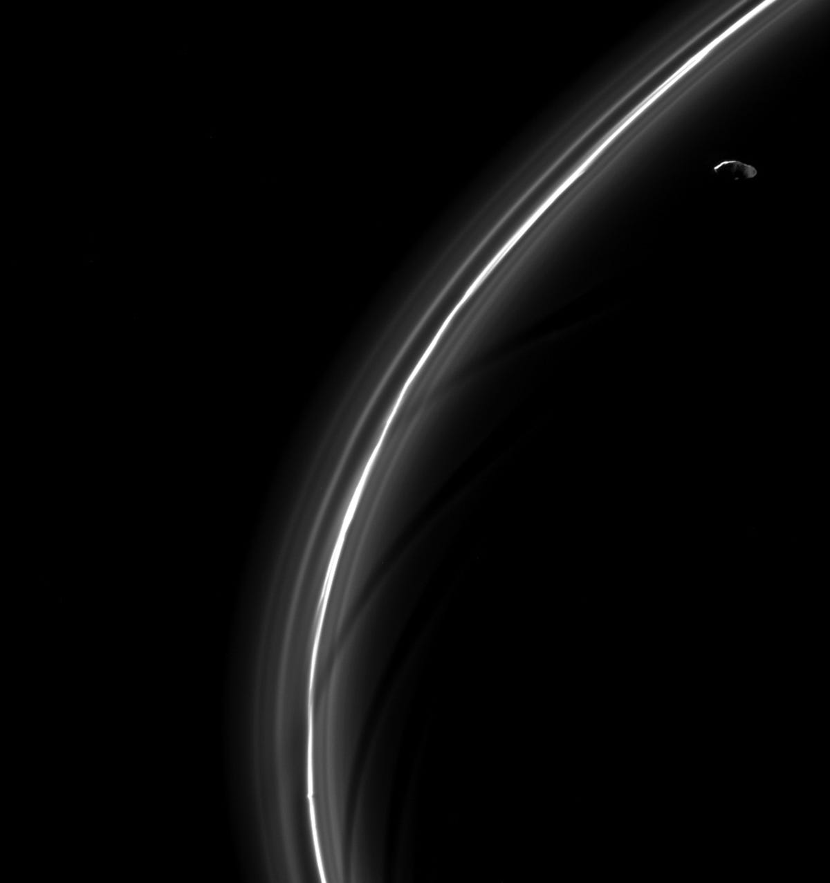 Prometheus poses with Saturn's F ring