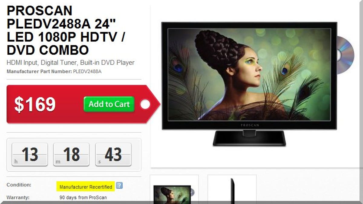This recertified TV/DVD combo looks like a good deal, but you can buy it new for just $10 more.
