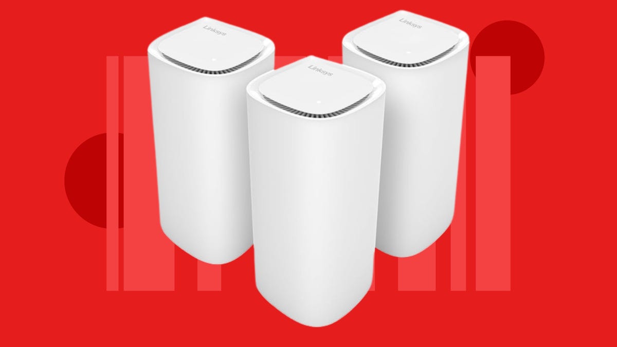 3 piece wifi system against red background
