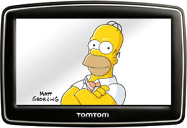 Homer Simpson on a TomTom PND