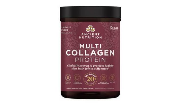 Container of Ancient Nutrition collagen protein powder