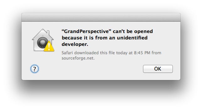 Unidentified developer Gatekeeper warning in OS X