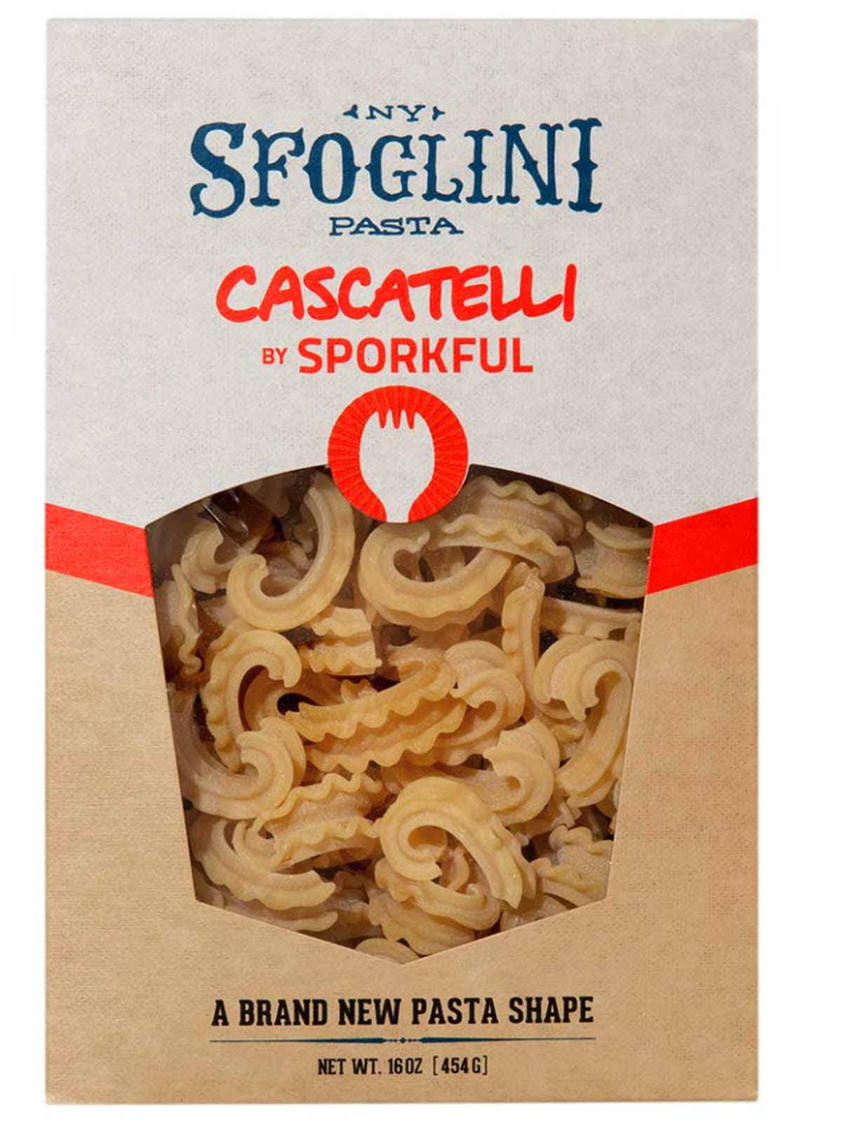 A box of Sfoglini's new Cascatelli by Sporkful pasta.