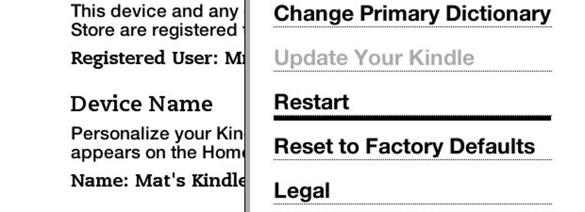 How to change the Amazon Kindle's screensaver: Kindle restart