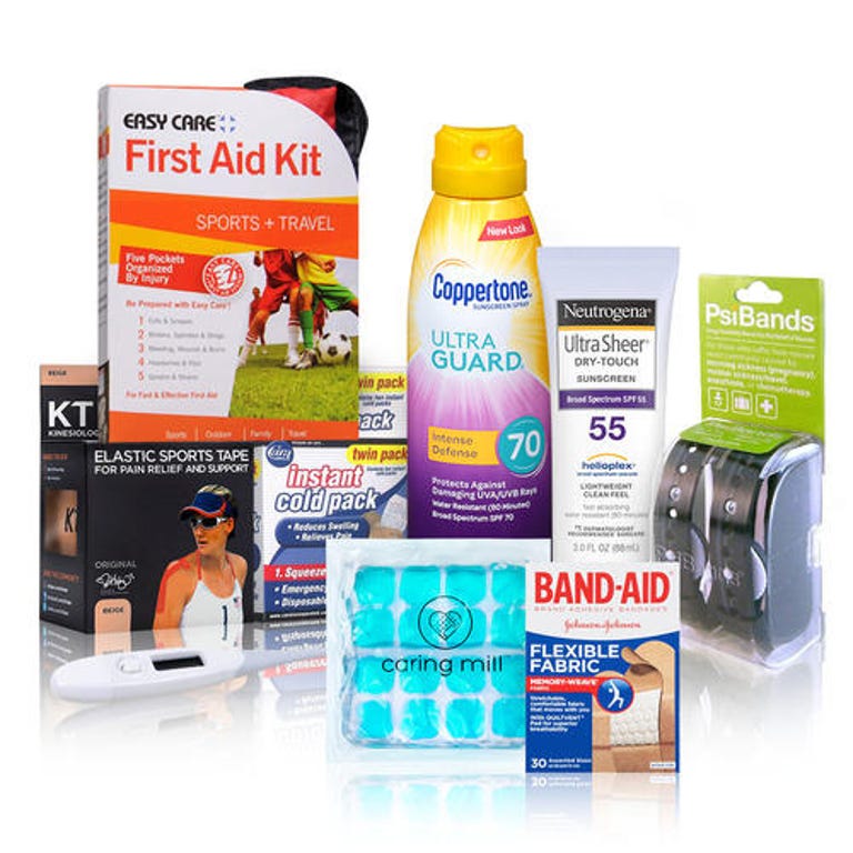 Examples of products in the FSA store, including sunscreen and a first aid kit