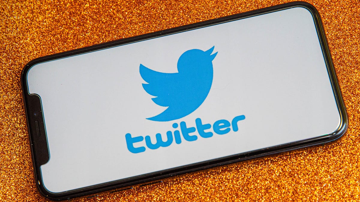 Twitter logo on a cellphone