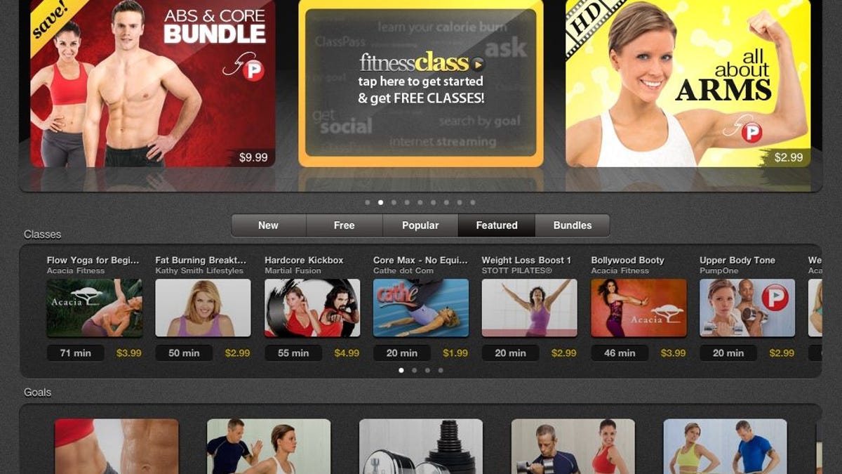 FitnessClass offers over 200 workout videos from renowned instructors.