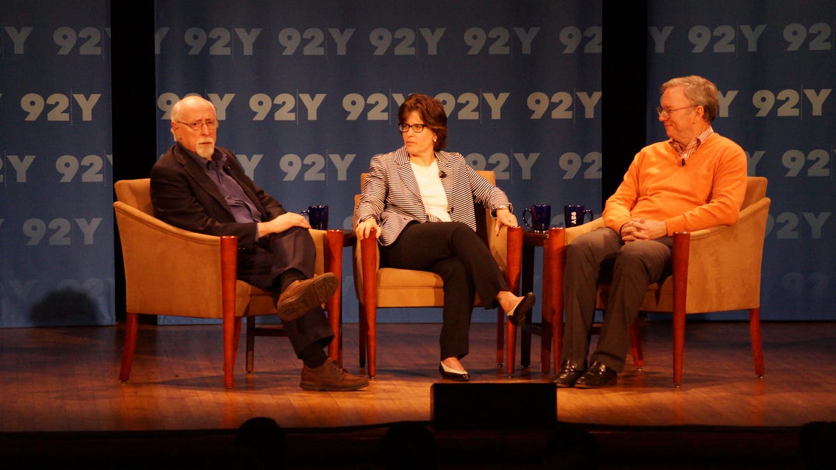 Walt Mossberg and Kara Swisher from AllThingsD interview Eric Schmidt, Google's executive chairman, at New York's 92nd Street Y.
