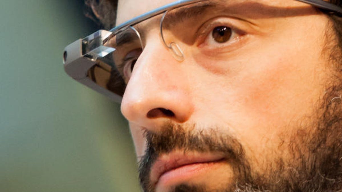 Google co-founder Sergey Brin wearing Google Glass.